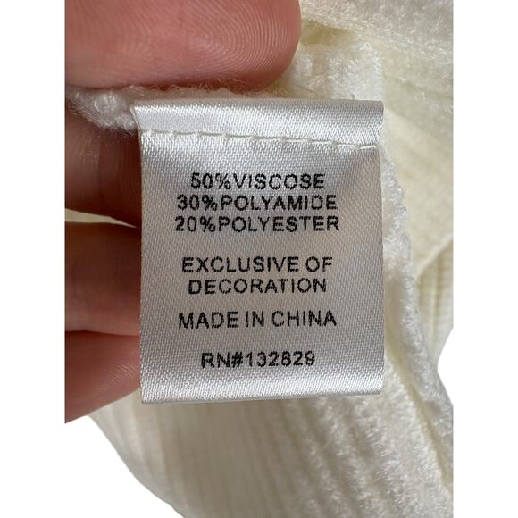 More To Come Darlene Bow Cardigan Ribbed Knit Coquette Cottagecore Ivory XS - Picture 7 of 11